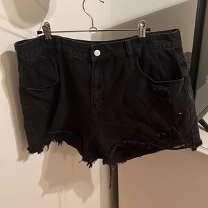 black high waisted jean shorts